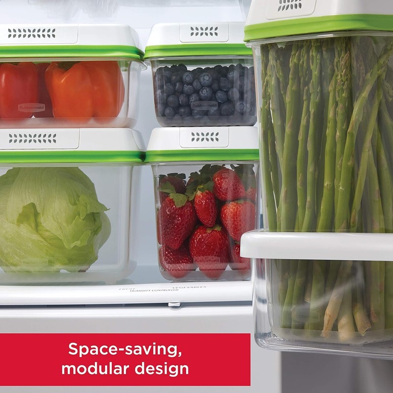 Rubbermaid FreshWorks Produce Saver, Medium and Large Storage Containers, With