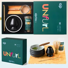 Aprika Life Complete Matcha Starter Set: Bowl, Holder, Whisk, Scoop, Sifter, Tea Cloth
