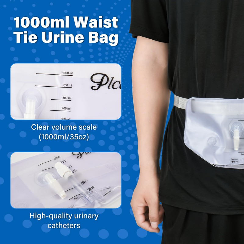 Plceo Urine Collection Bag with Waist Belt, 1000 mL (3