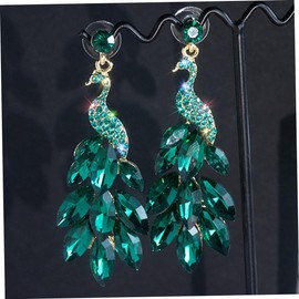 Baluue 1 Pair Vintage Peacock Earrings with Crystal Dangle Statement Jewelry for Women for Daily Wear Parties Special Occasions Eye Catching Design