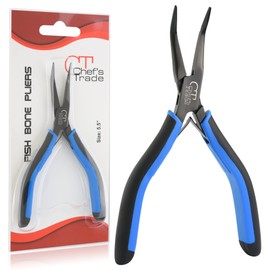 Fish Bone Pliers/Tweezers Stainless Steel Curved With Non-Slip Grip Black