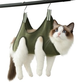 Girihe 1 PCS Cat Grooming Bag, Pet Grooming Hammock Cat Groming Bag Large Dog Groming Hammock, Cats Groomiing Hammockk for Dog & Cats Trim Nails and Bath Groom Green