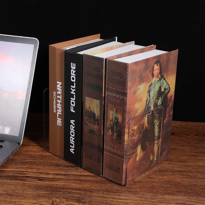 16 Pcs Bookends Clear Acrylic Bookends for Shelves Heavy Duty
