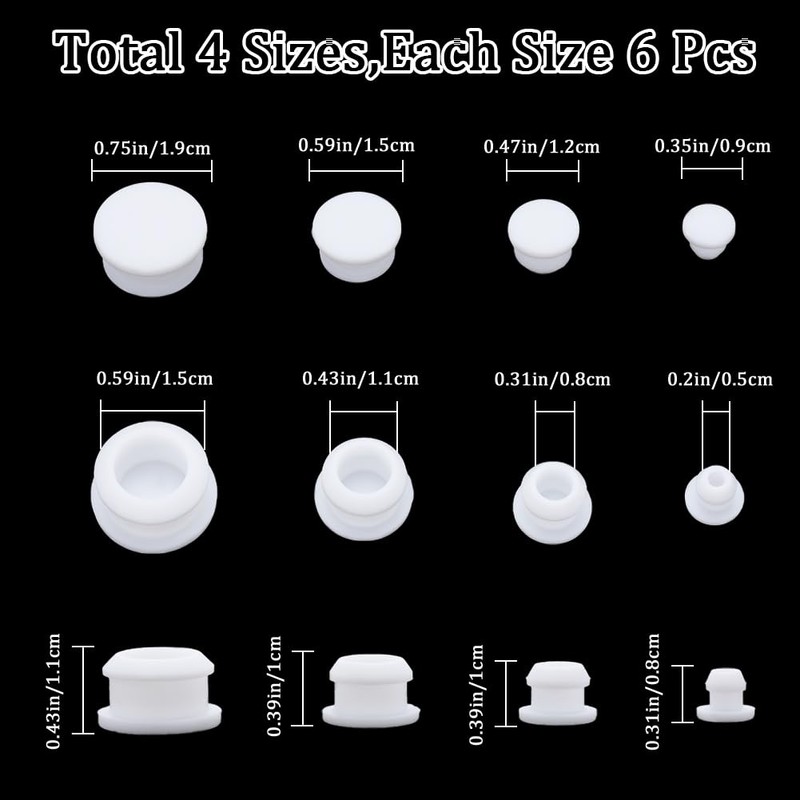 GORGECRAFT 24PCS 4 Sizes Silicone Stoppers for Salt and Pepper