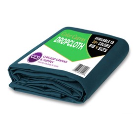 CCS Canvas Drop Cloth – Heavy Duty Cotton Duck Cloth Tarp for Curtains, Tablecloths, Backdrops, Painting – Washable & Reusable Floor Cover, Dust Sheet for Furniture (Denim Blue, 10x12 Ft)