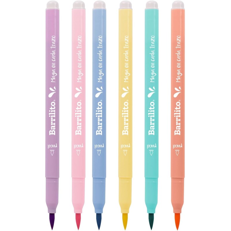 Barrilito Marcadores Pastel Punta Pincel Lettering 6 Piezas