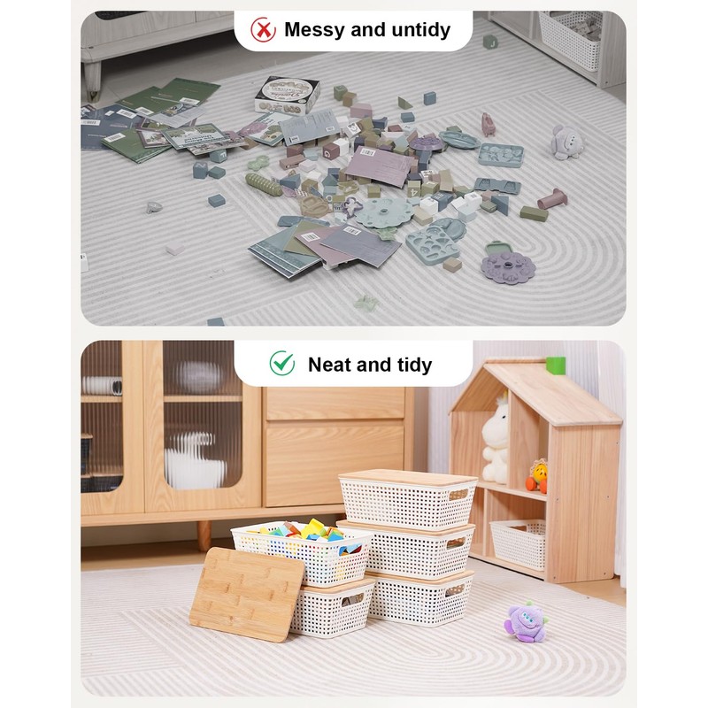 Anywish Storage Bins with Lids 6 Packs, Plastic Storage Bins