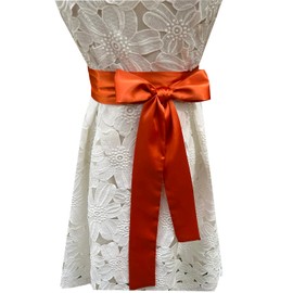 LORDRIE Wedding Satin Sash Bridal Belts For Special Occasion Dresses, Orange, Medium