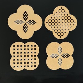 4pcs/Set arylic Quilting Template,Sashiko Embroidery Reusable 3.66inch Painting Drawing Templates for Hand-Made Coaster Tea mat sashiko Drawing Set DIY Art Craft