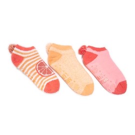 MUK LUKS Women's Set of 3 Cozy Fruit Footies, Orange, OS