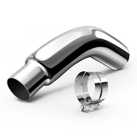 HILMITILE Exhaust Tip, 4 Inch Diesel Exhaust Tip Elbow Tip with a Clamp, 4'' Inlet 5'' Outlet Chromed Exhaust Tip for Pickups, Trucks and Cars