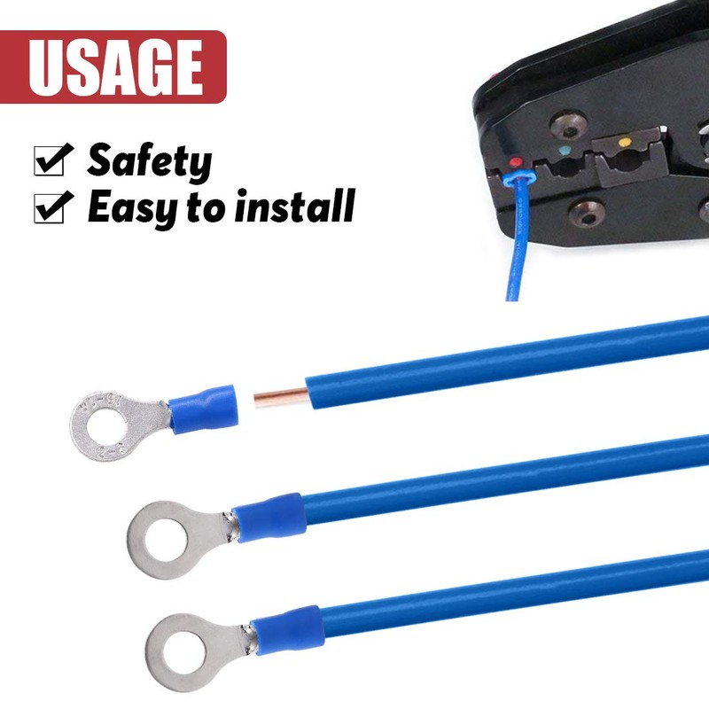 Hilitchi 100Pcs 16-14AWG Insulated Terminals Ring Electrical Wire Crimp Connectors