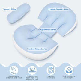 Omtofo Pregnancy Pillow, for Sleeping Against Back Pain, Pregnancy Pillow, Adjustable for Women and Side Sleepers, Sleeping Sky Pregnancy Pillow for Back, Hips, Legs