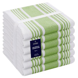 COTTONIVA Green Kitchen Towels Set - 6 Pieces Cotton Dish Towels for Drying Tableware 40.6 x 66 cm - Kitchen Towels, Absorbent Tea Towels, Dish Towels for Kitchen, Quick Drying