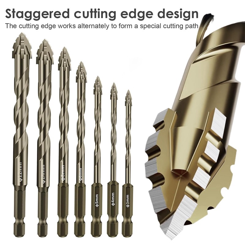 12-Piece Four Flute Sawtooth Eccentric Drill Bit Serrated Eccentric Drill