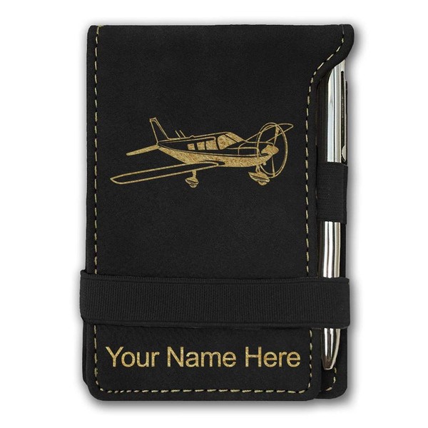LaserGram Mini Padfolio with Notepad and Pen, Low Wing Airplane,