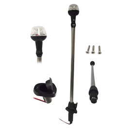 Pactrade Marine Boat 25" LED All-Around Stern Pole Light w/Base USCG 2NM for Pontoon, Sport and Fishing Boat