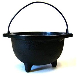 Cast Iron Cauldron w/Handle, Ideal for smudging, Incense Burning, Ritual Purpose, Decoration, Candle Holder, etc. (6" Diameter Handle to Handle, Inside Diameter 4 1/8")