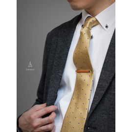 Tavarat Tps-003R Men's Tie Clip, Made in Japan, Genuine Leather, Brass, Alligator Clip, 10 Colors, orange