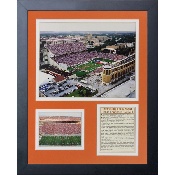 Legends Never Die Texas Longhorns Darrell K Royal Texas Memorial Stadium Framed Photo Collage, 11 by 14-Inch