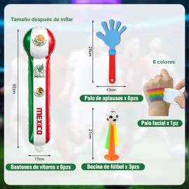 Kit 16pzs Para Mundial Fiesta Accesorios Porra México 2026