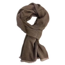Men's Scarf Women's Wool Scarf Woven Scarf Herringbone Fashionable in Brown 100% Wool (Merino), Brown/Beige
