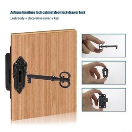 2 Set Cabinet Door Locks Drawer Lock with Keys Antique Small Cabinet Door Locks Furniture