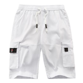 APTRO Men's Cargo Shorts Outdoor Summer Shorts Leisure Cotton Work Shorts White L