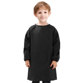 Children's Painting Gown, Painting Coat Children 8-12 Years, Painting Apron Children, Craft Apron Children with Sleeves and Pockets, School Apron for Crafts Painting Baking Cooking, black