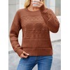Yousify Womens Long Sleeve Sweaters Casual Crewneck Cable Knit Crochet