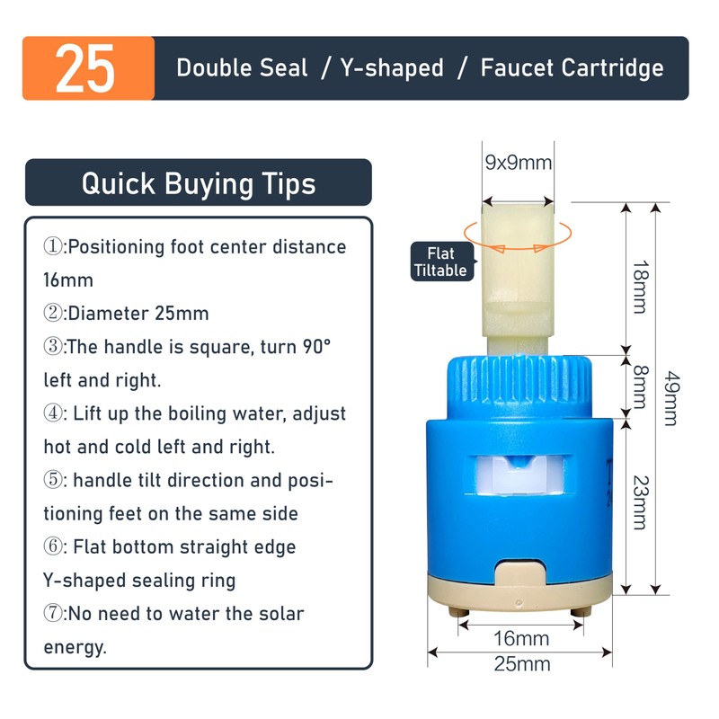 25mm Kohler K-GP1093674 Faucet Cartridge Replacement, 25mm Faucet Ceramic Disc