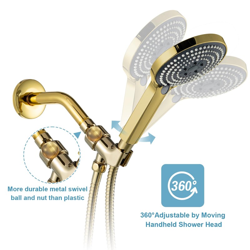 OFFO Shower Head Holder with Solid Metal Ball for Handheld