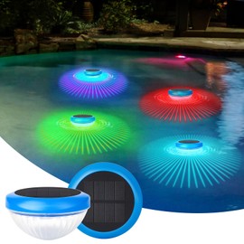 XHKUKO Floating Pool Lights, RGB Color Changing Solar Pool Lights That Float Waterproof Swimming Pool Lights at Night Floating Solar Pool Lights for Outdoor Pool Pond Hot tub Fountain (2)