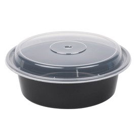 Newspring Pactiv NC729B Containers with Lids, 1 Compartment, Black/Clear, 32oz, 150 Bases and Lids