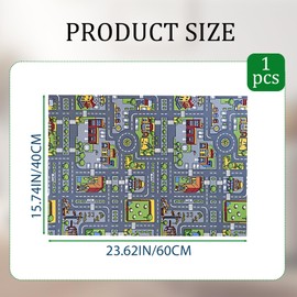 Car Mat for Children, Soft Crystal Velvet Car Play Mats for Kids, 40cm x 60cm Indoor Play and Educational Activities, Durable Car Rug Play Mat for Toddlers Age 1-5