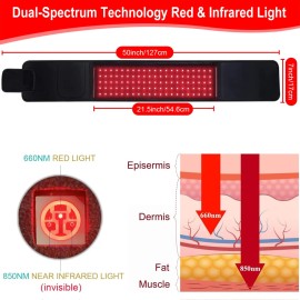 Meiye Red Light Therapy Belt Device 49.6" x 7.08" 660nm & 850nm Near Infrared Weara...
