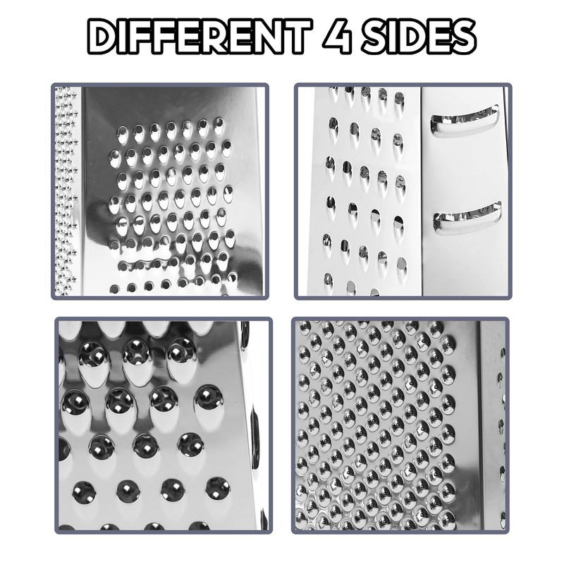 Box Grater Cheese Grater with Handle 4 Sided Stainless Steel