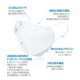 [HAPPYDAY] KF94 Mask, 4 Layer Construction, High Performance, Non-woven Mask, Hygiene Mask, Large, White, 3D Structure, Disposable, Willow Leaf Mask, Made in Korea (25)