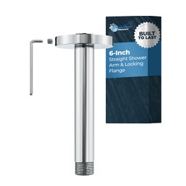 HammerHead Showers Solid Metal 6 Inch Ceiling Mount Shower Arm and Flange with Set Screw, Straight Shower Arm for Rain Shower Head, Ceiling-Mounted Rain Shower Arm, Chrome