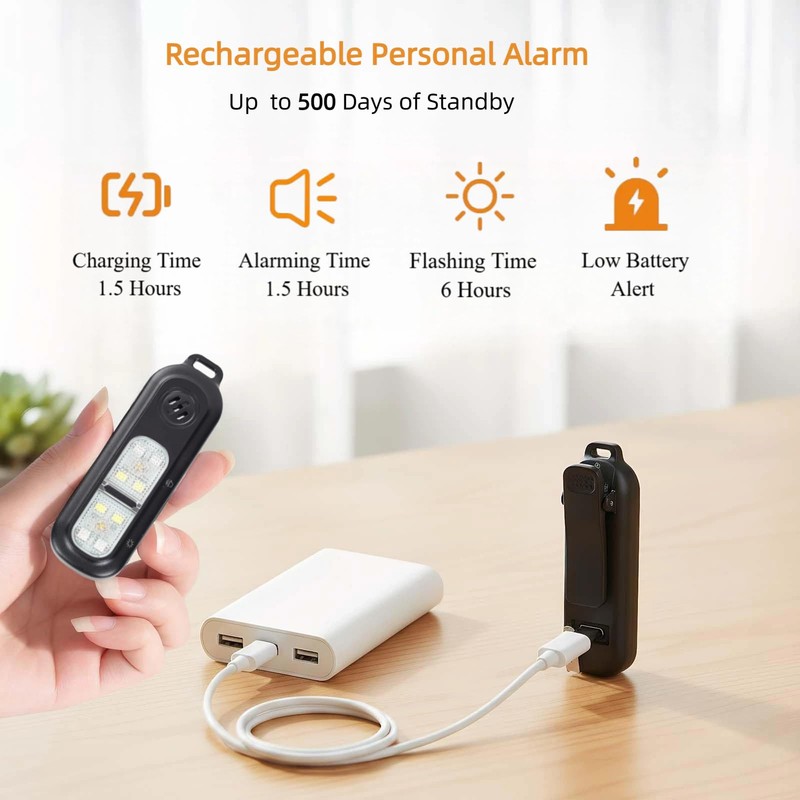 TECKNET Personal Safety Alarm 135dB with SOS Strobe Light for
