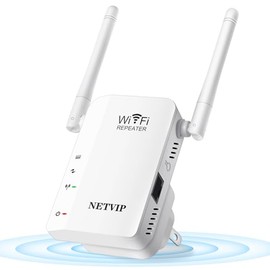 WiFi Extender Signal Booster, Covers Up to 1500 Sq.ft and 45 Devices, 300Mbps &2.4GHz WiFi Range Extender,Wireless Repeater, Internet Booster with Ethernet Ports, WPS Setup, Alexa Compatible