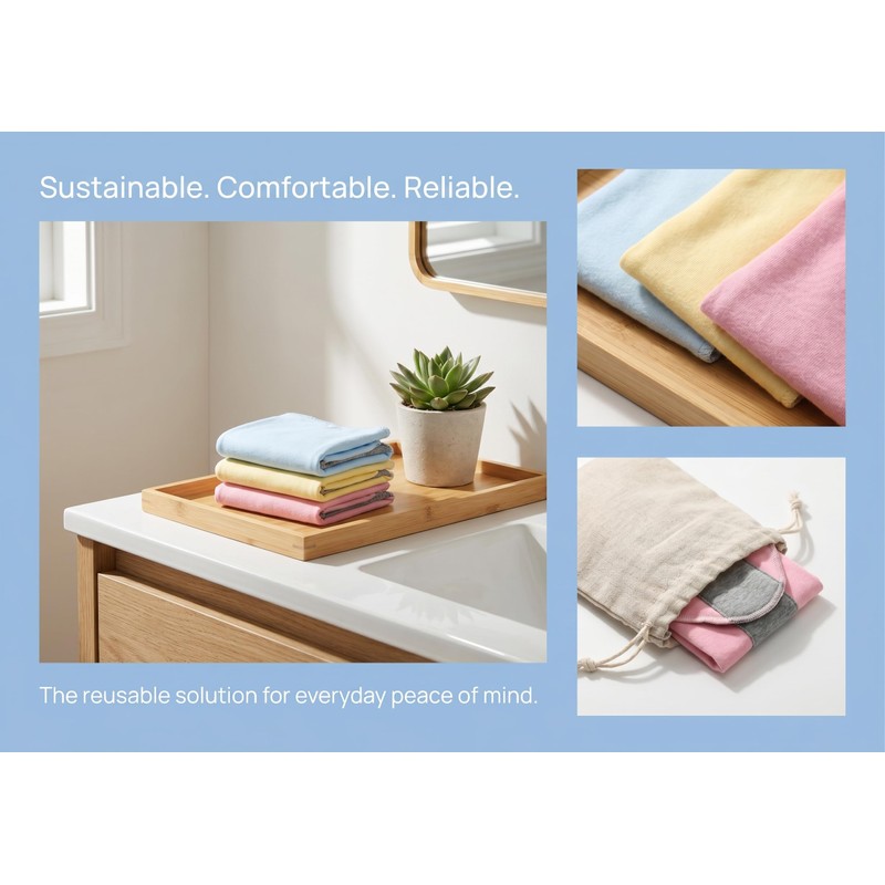 6 Pack Reusable Incontinence Pads with Graphene Technology -Leak-Proof &