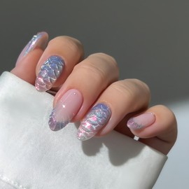 senvenski Aurora Mermaid Jelly Glass Cat Eye Gel Nail Polish with Magnet 15ML Magnetic 3D Galaxy Holographic Glitter Translucent Sheer Color Gel Polish Salon Home DIY (MY1-026)