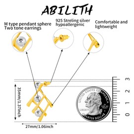 ABILITH Geometric Intertwined Triangle Square Earrings for Women's Two Tone Earrings Cross Lightweight Waterproof Gold and Silver Jewelry for Teen
