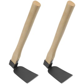 KEILEOHO 2 PCS 15 Inch Handheld Hoe, Hand Hoe Garden Tool, Carbon Steel Head and Wood Handle Garden Hoe for Transplanting, Digging, Planting, Loosening Soil, Camping