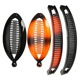 4 Stück Bananenspange Haare, Banana Clip Dickes Haar, Retro Weibliches Haar Accessoire Haarkamm, Bananen Haarspange, Hair Clips, Vintage Fischschwanz, Haarklammer Damen