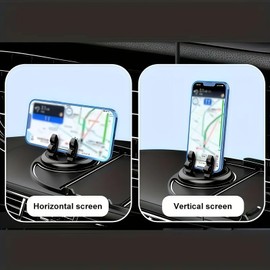 Vehicle-Mounted Anti-Slip Mat,Car Non-Slip Dash Mat,Multifunction Car Anti-S/lip M/at with Temporary Parking Number,A/nti-S/lip C/ar Dashboard Rotatable Pads with Auto Phone Holder Stand,Brown