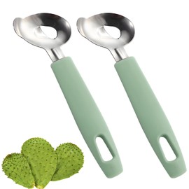 2 Pack Cactus Peeler Spoon, Stainless Steel Cuchara Pelador de Nopales, Multi-Function Peeling Knife, Cutting Noodle Knife, Kitchen Tool (2, mint green)