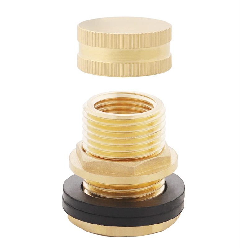 Carvedexquisitely Brass Tank Bulkhead Fitting With Plug,Double 1/2" Female NPT