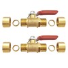 BesNPT 2Pcs Brass Mini Ball Valve Shut Off Switch, 3/8"